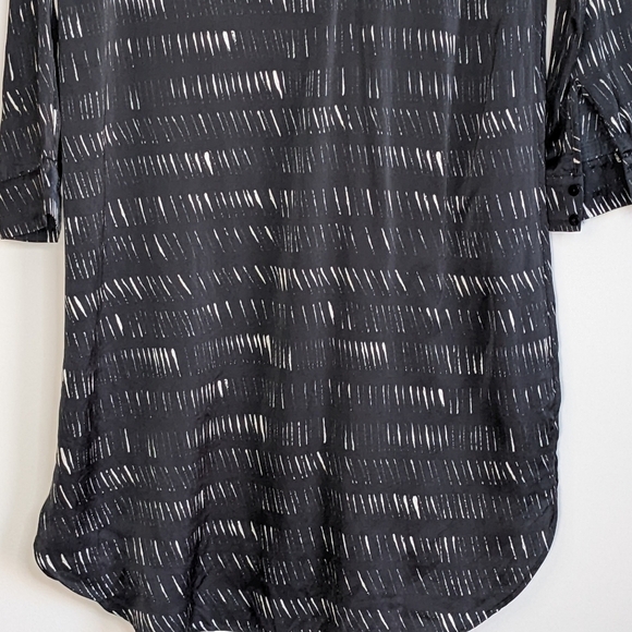 Eileen Fisher Silk Collared Shirt Dress Dash Black White Cotton Dash Size XS - Picture 8 of 14
